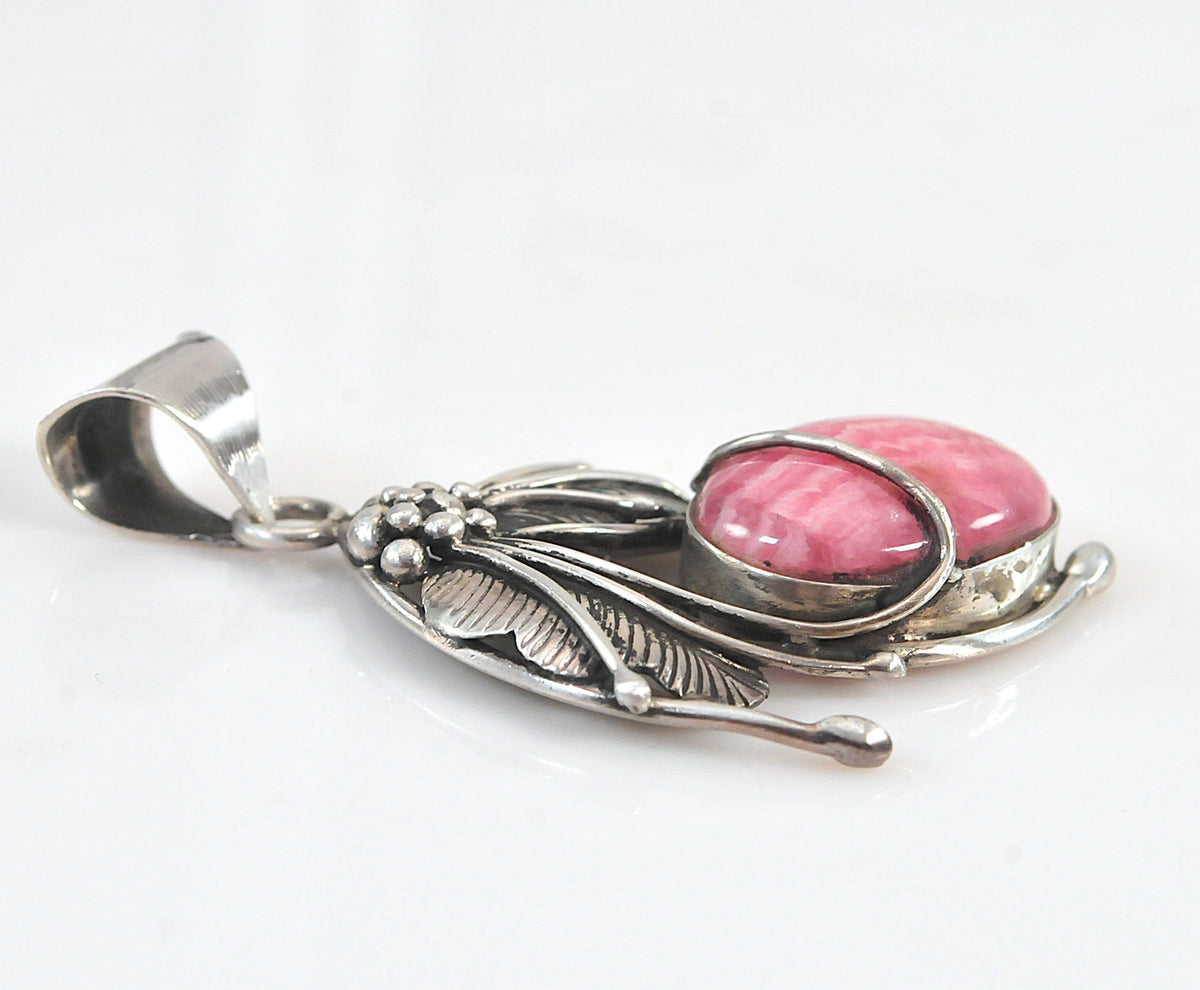 Artisan Sterling Silver Rhodochrosite Pendant