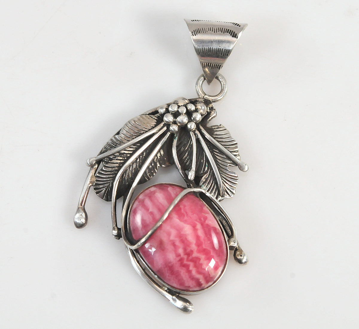 Artisan Sterling Silver Rhodochrosite Pendant