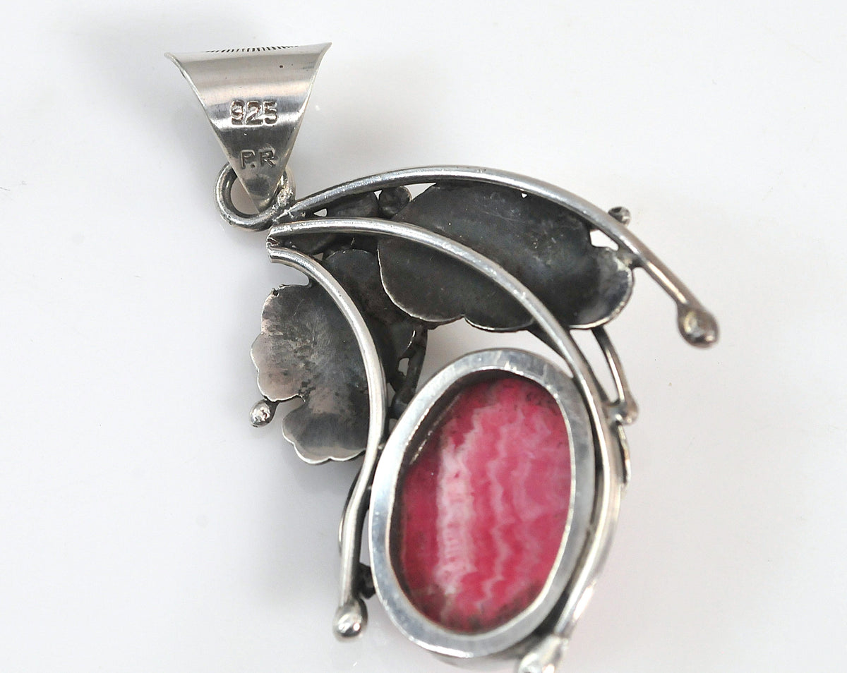 Artisan Sterling Silver Rhodochrosite Pendant