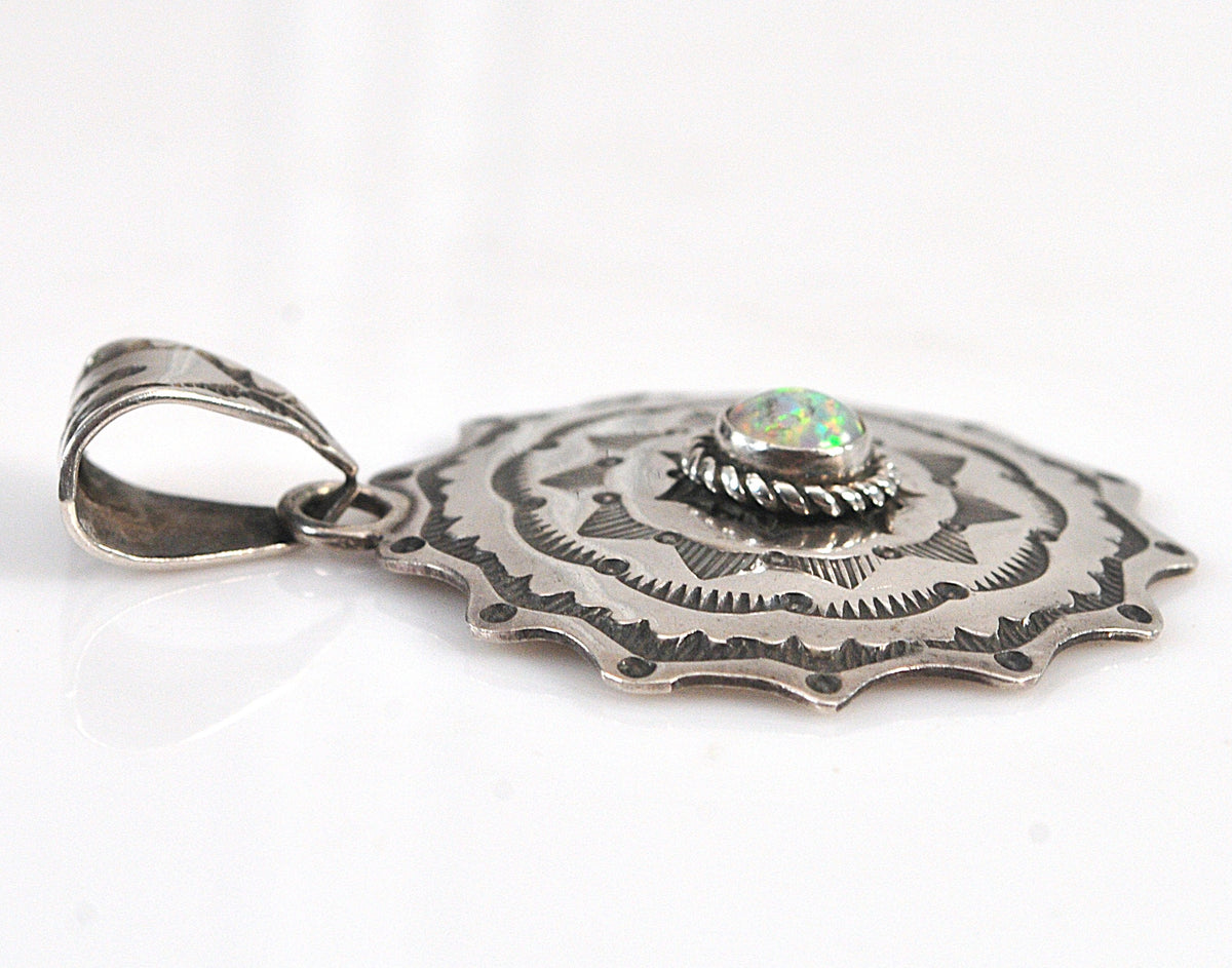 Large Navajo Sterling Silver Opal Pendant
