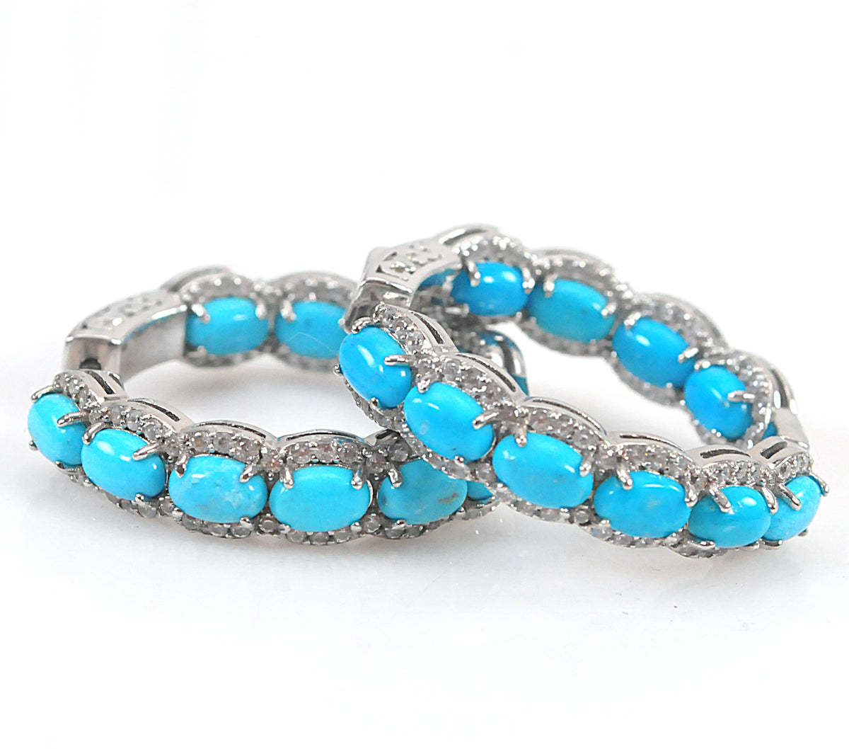 DK 925 Turquoise Inside Out Hoop Earrings