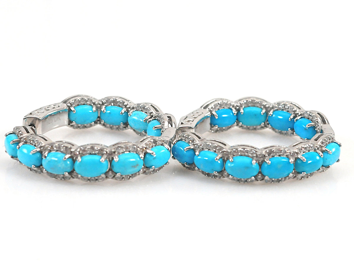 DK 925 Turquoise Inside Out Hoop Earrings