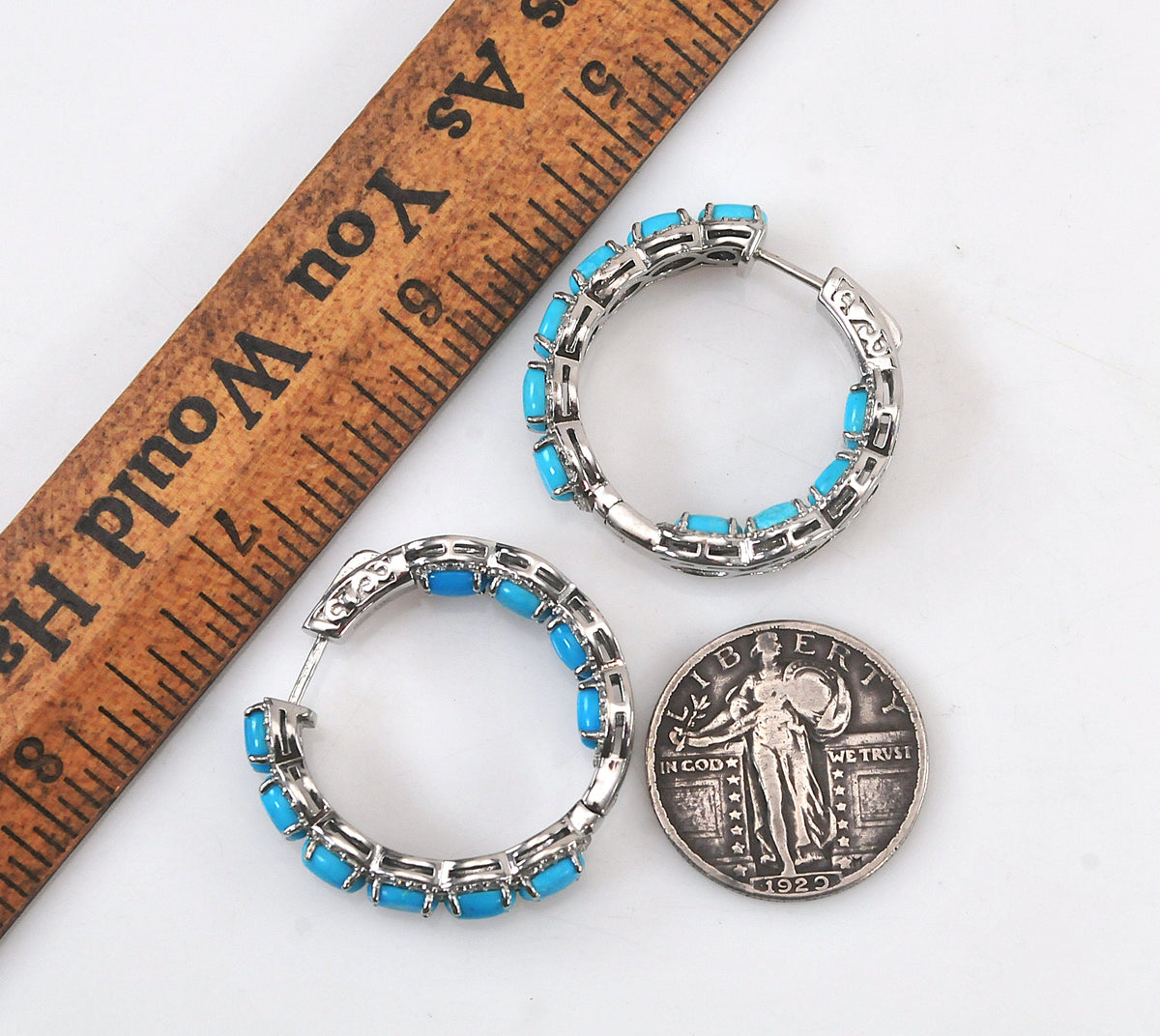 DK 925 Turquoise Inside Out Hoop Earrings