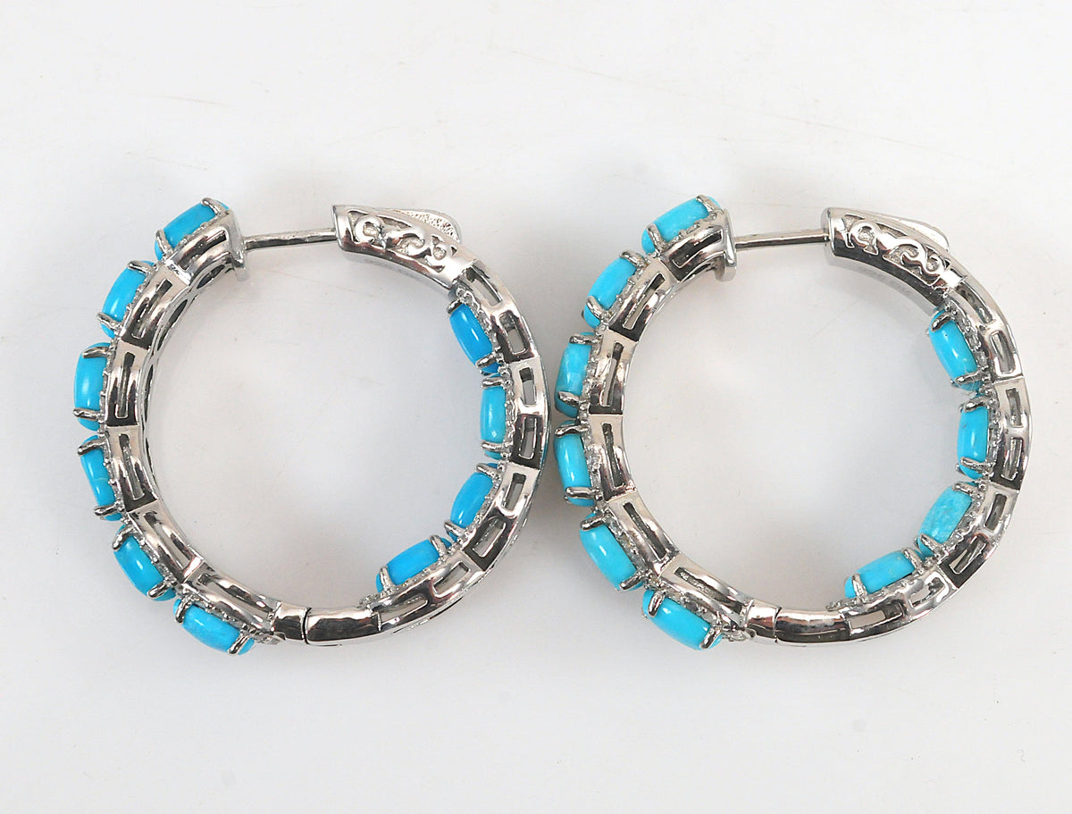 DK 925 Turquoise Inside Out Hoop Earrings