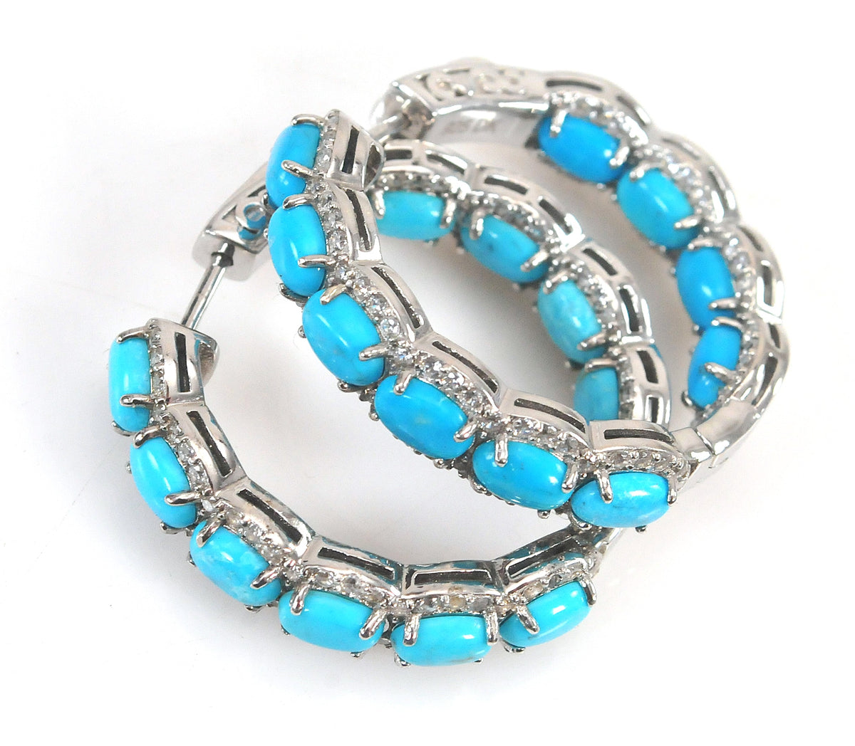 DK 925 Turquoise Inside Out Hoop Earrings