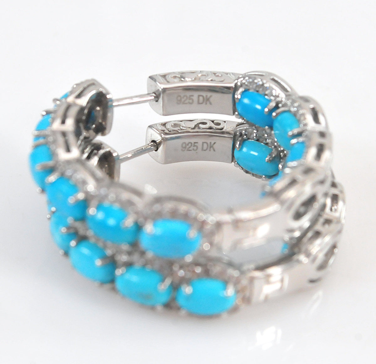 DK 925 Turquoise Inside Out Hoop Earrings