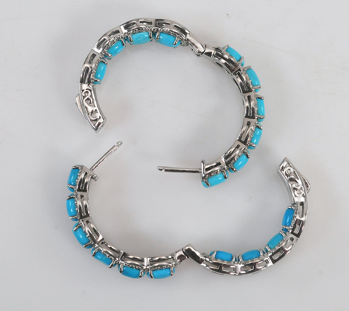DK 925 Turquoise Inside Out Hoop Earrings
