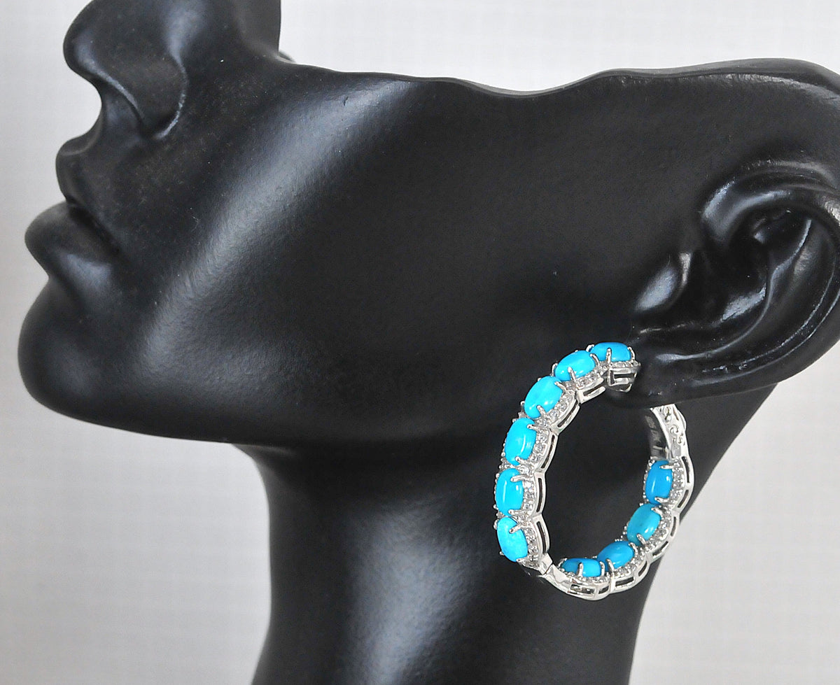 DK 925 Turquoise Inside Out Hoop Earrings