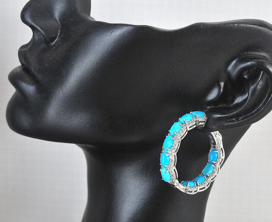 DK 925 Turquoise Inside Out Hoop Earrings