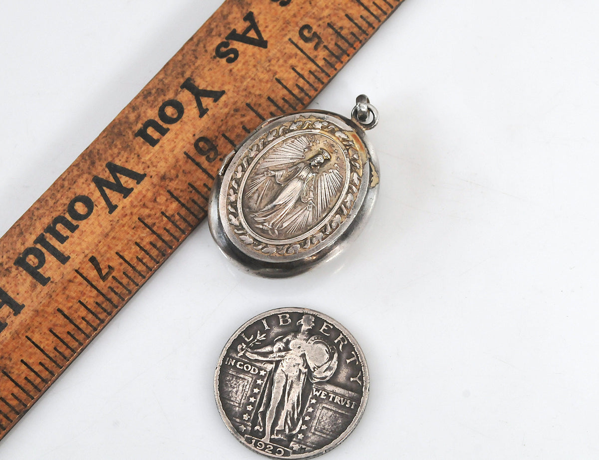 Vintage Sterling Silver Rosary Bead Holder | Religious Locket
