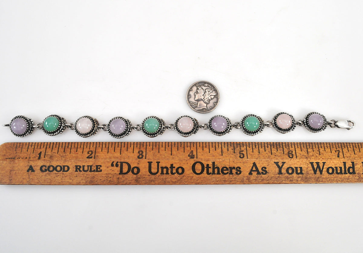 Carol Felley Sterling Silver Rose Quartz Jade Bracelet