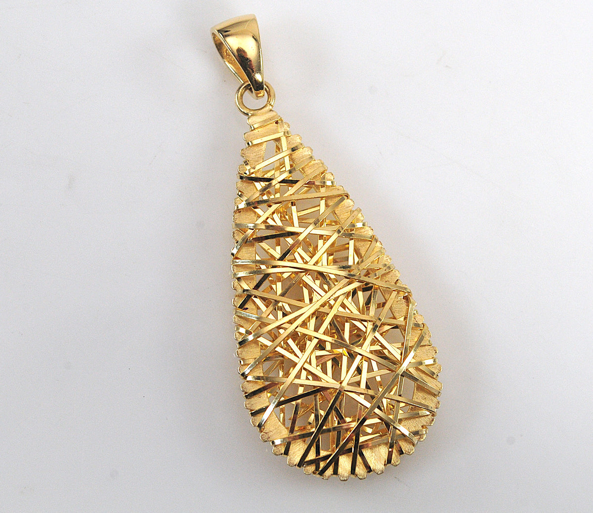 925 Italy Gold over Sterling Silver Teardrop Pendant
