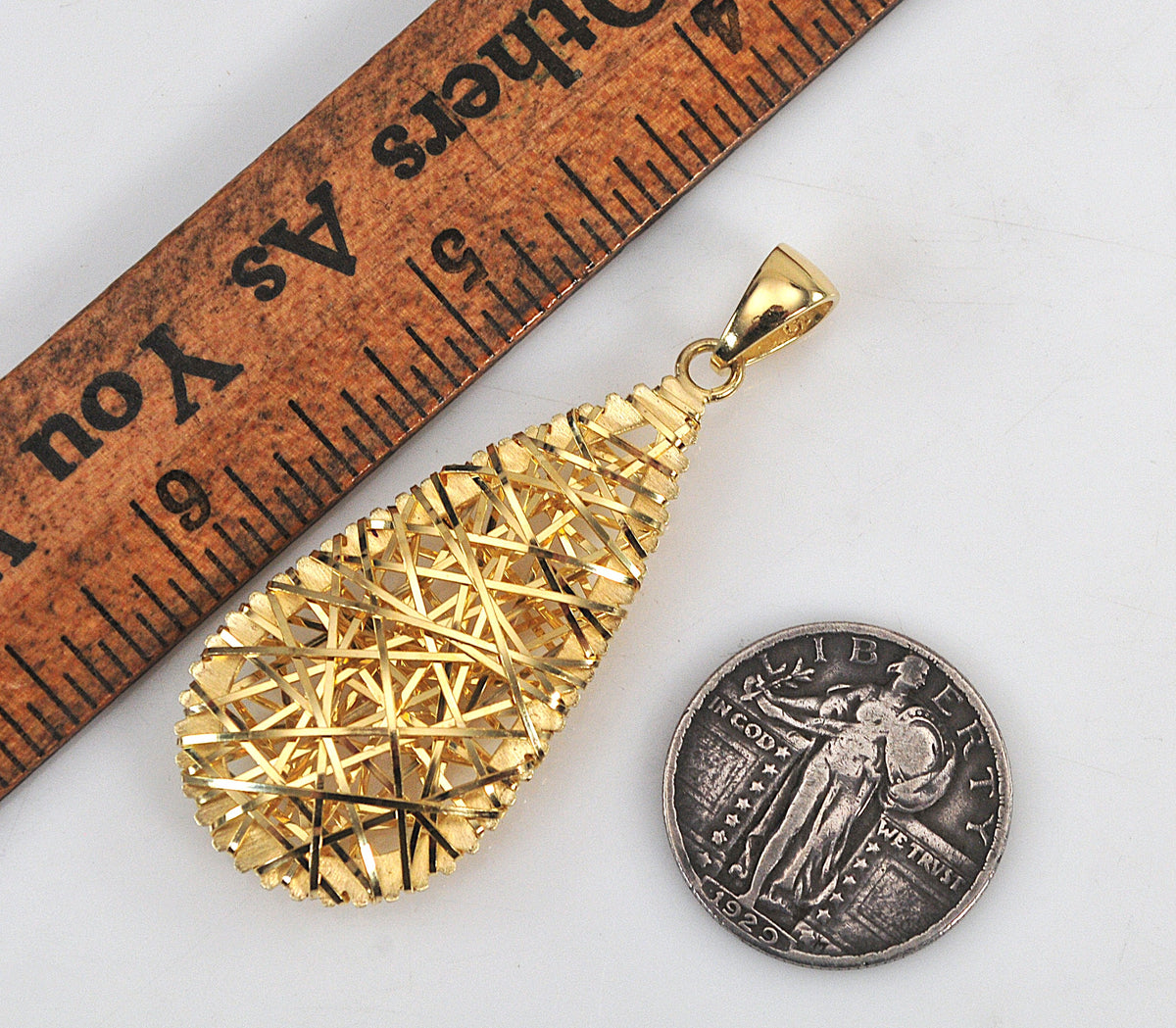 925 Italy Gold over Sterling Silver Teardrop Pendant