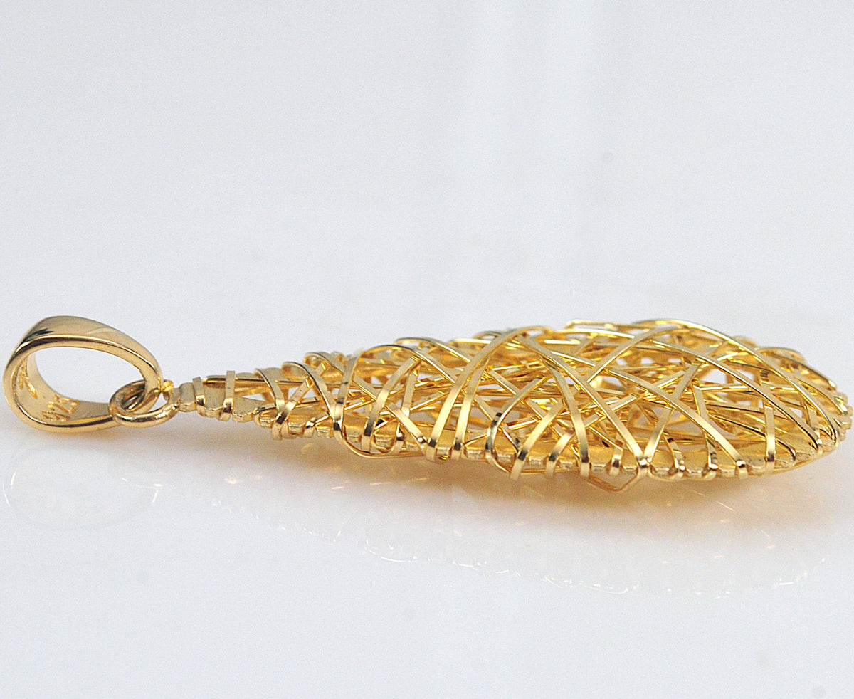 925 Italy Gold over Sterling Silver Teardrop Pendant