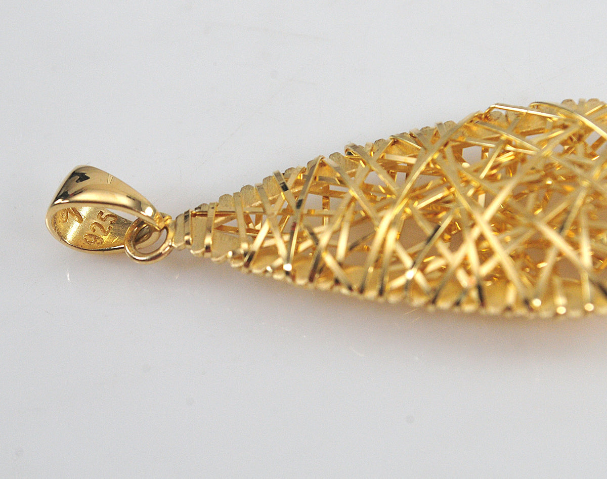925 Italy Gold over Sterling Silver Teardrop Pendant