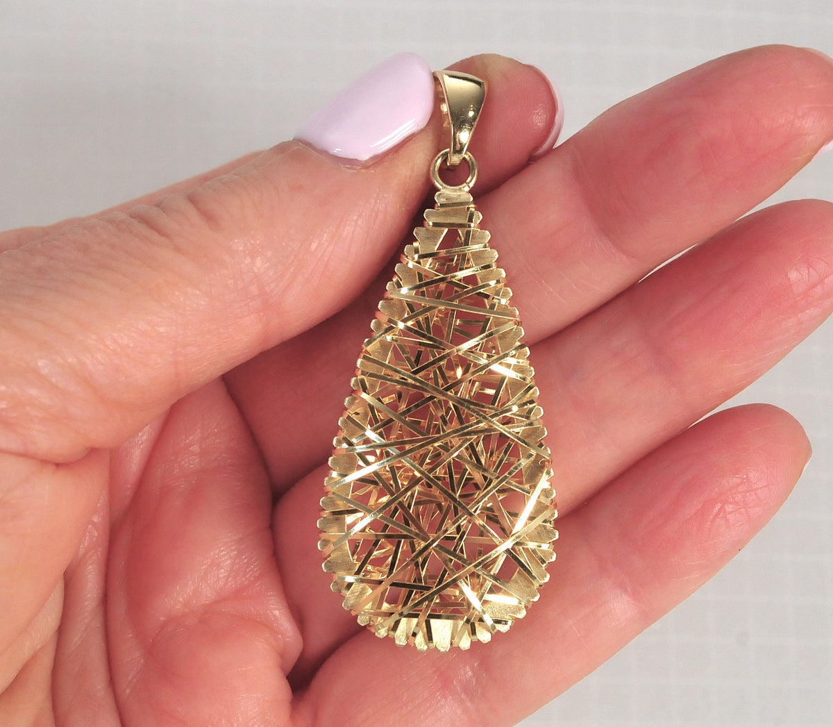 925 Italy Gold over Sterling Silver Teardrop Pendant