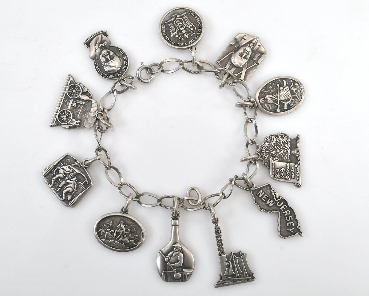 Sterling Silver Historical Charm Bracelet