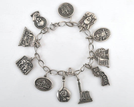 Sterling Silver Historical Charm Bracelet