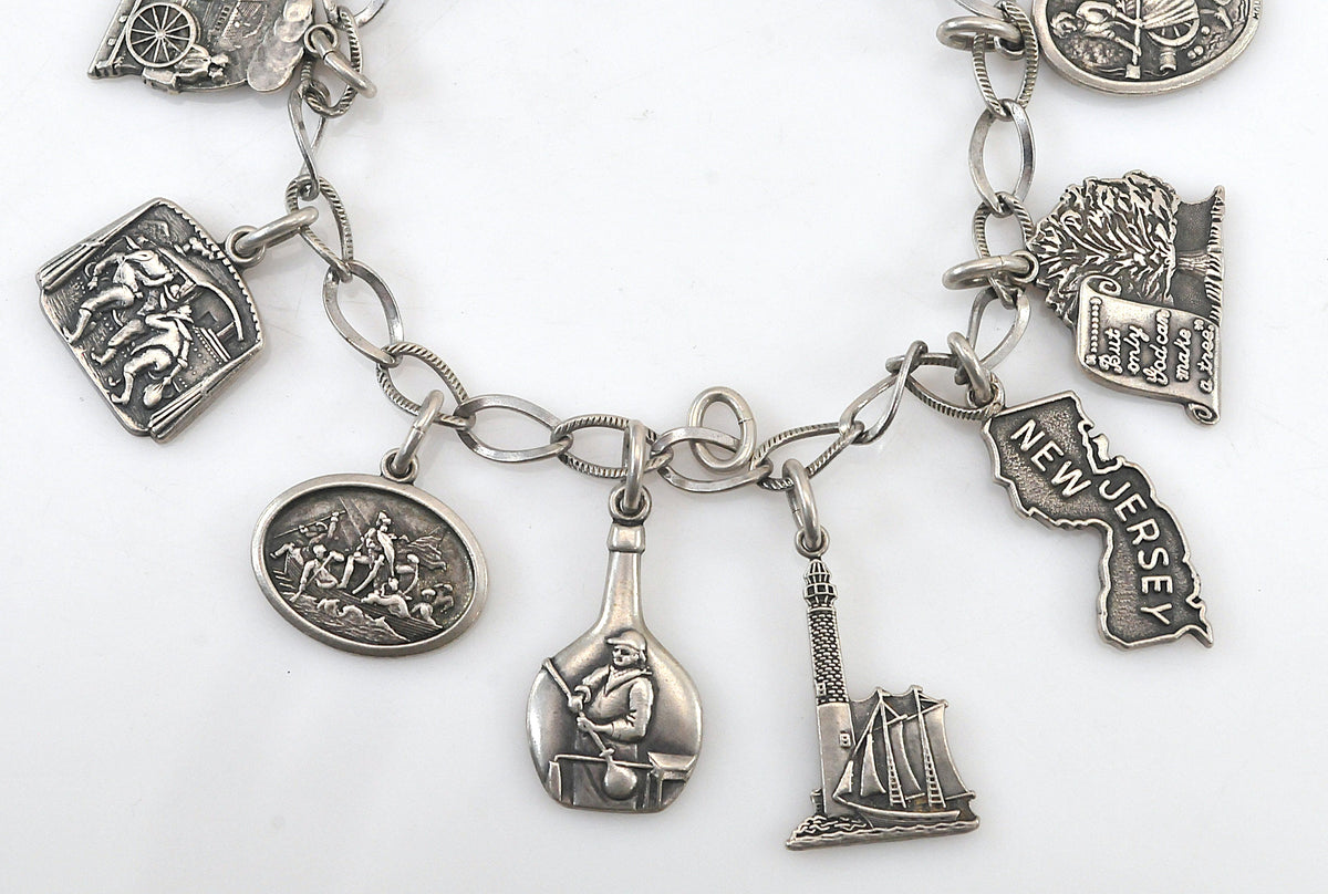 Sterling Silver Historical Charm Bracelet