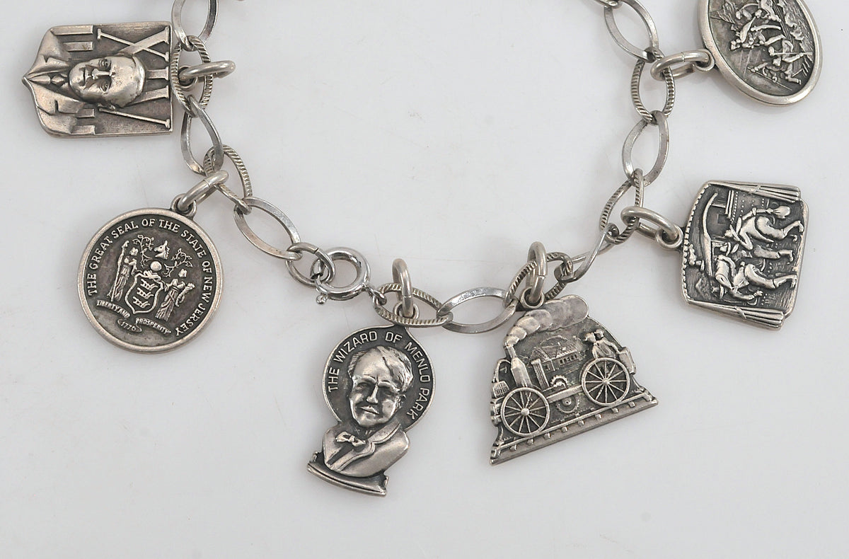 Sterling Silver Historical Charm Bracelet