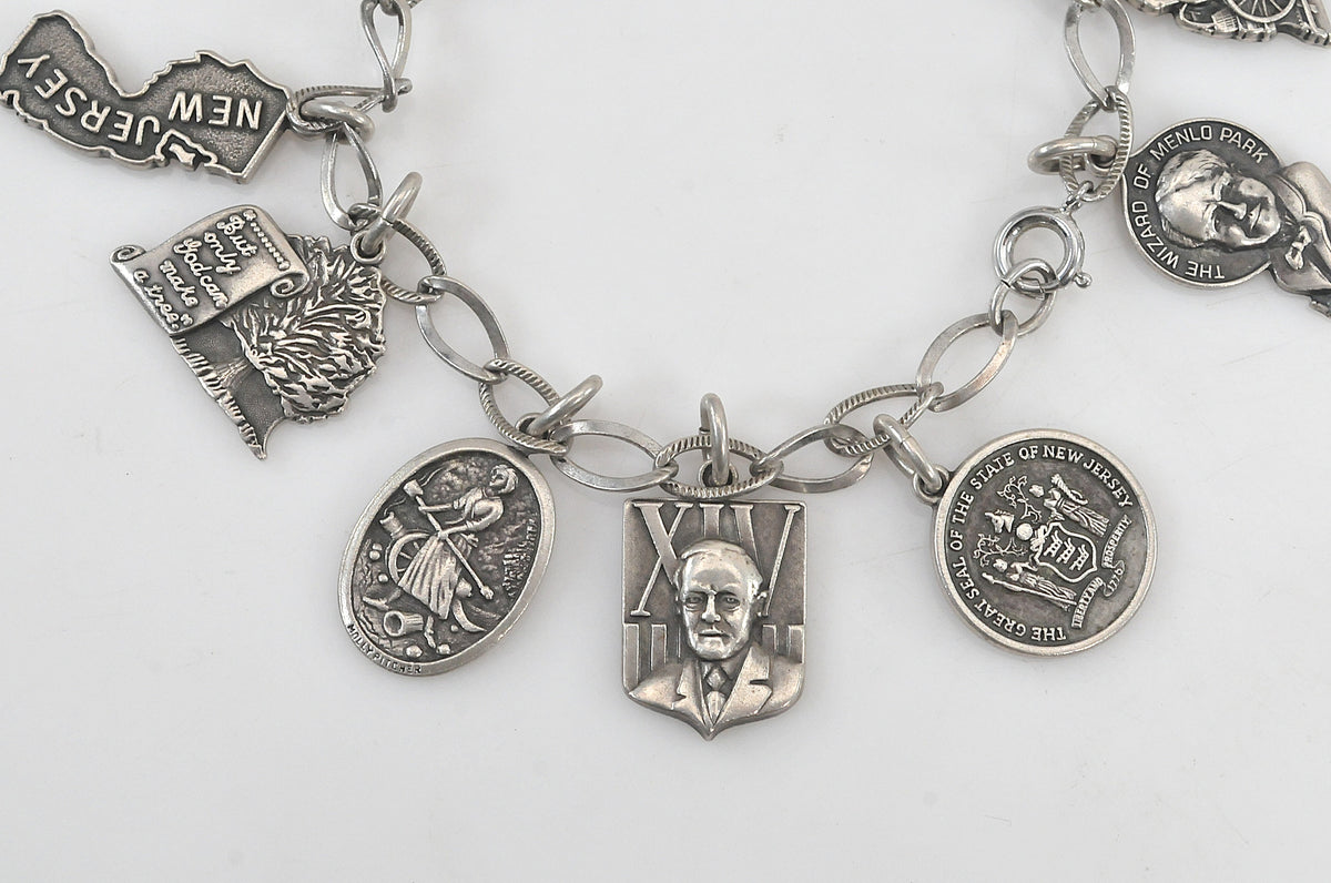 Sterling Silver Historical Charm Bracelet