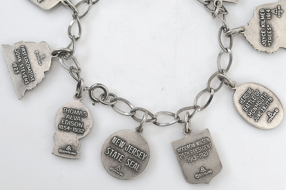 Sterling Silver Historical Charm Bracelet