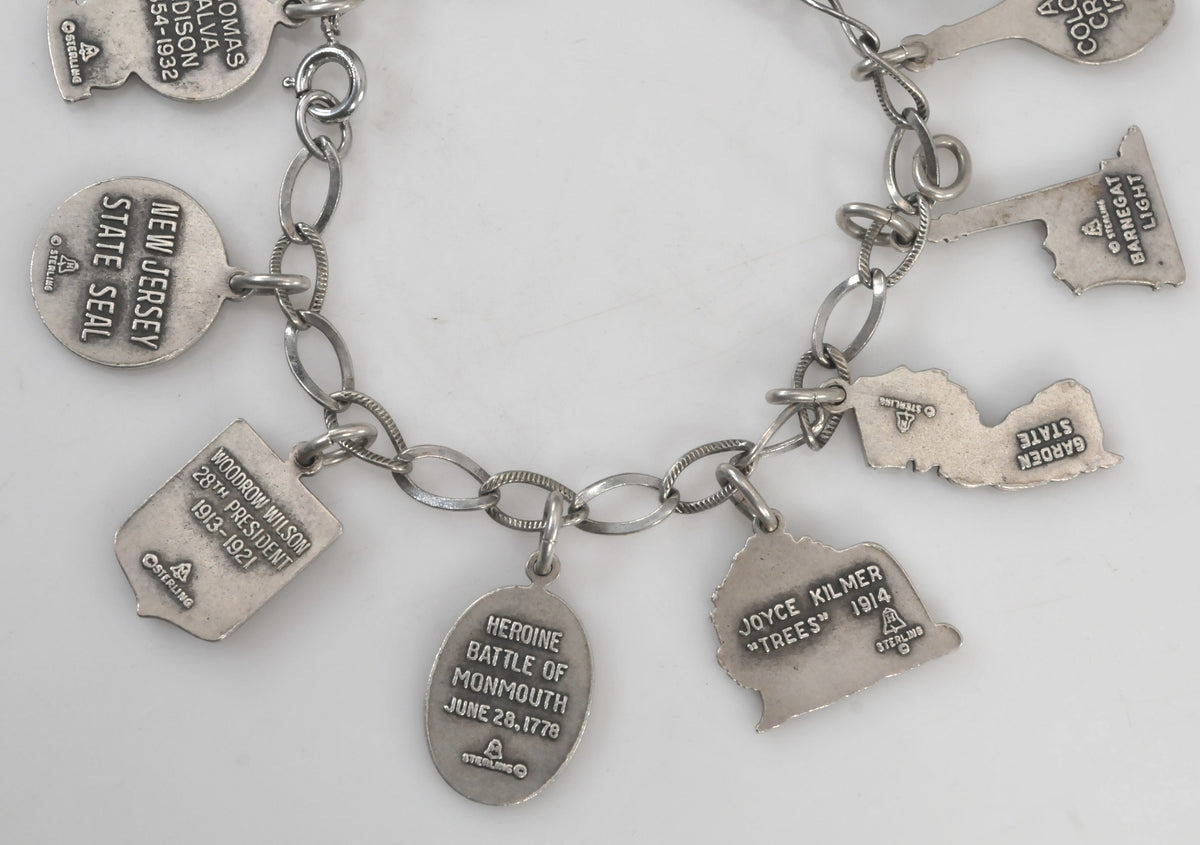 Sterling Silver Historical Charm Bracelet