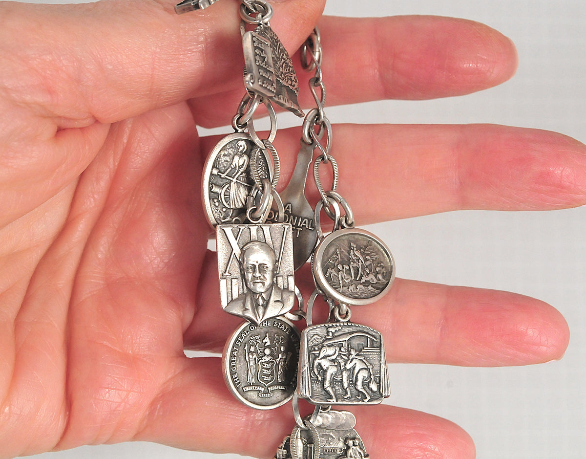 Sterling Silver Historical Charm Bracelet
