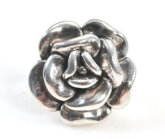 Vintage Sterling Silver Rose Flower Ring