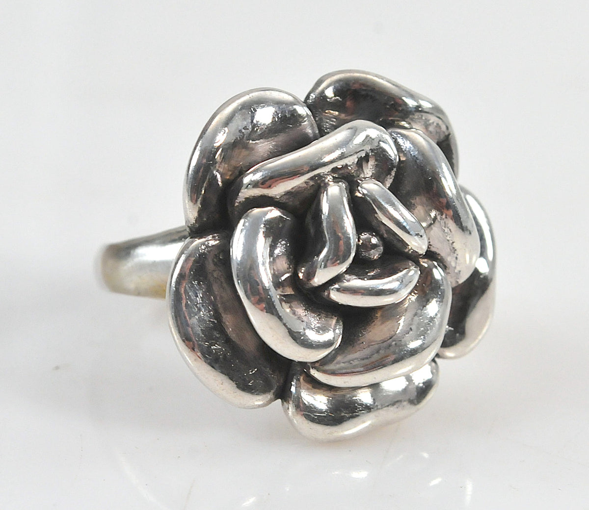 Vintage Sterling Silver Rose Flower Ring