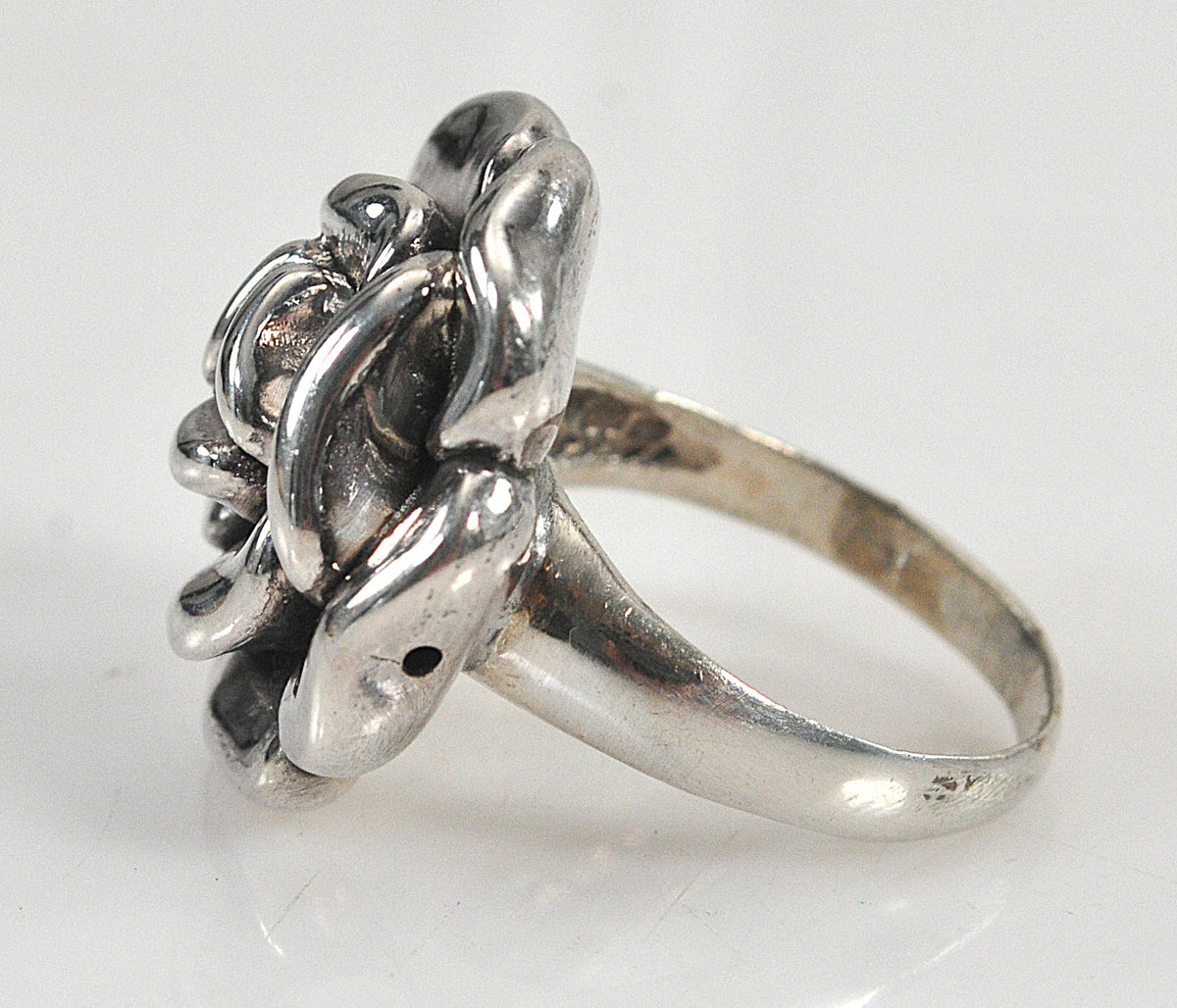 Vintage Sterling Silver Rose Flower Ring