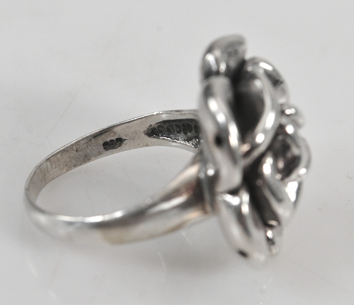 Vintage Sterling Silver Rose Flower Ring