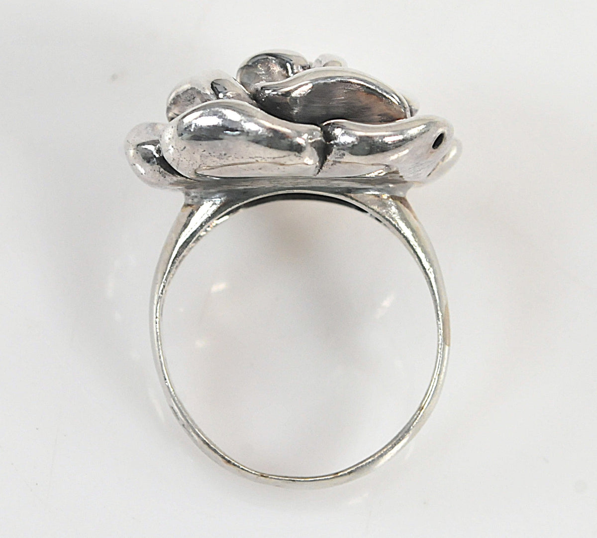 Vintage Sterling Silver Rose Flower Ring