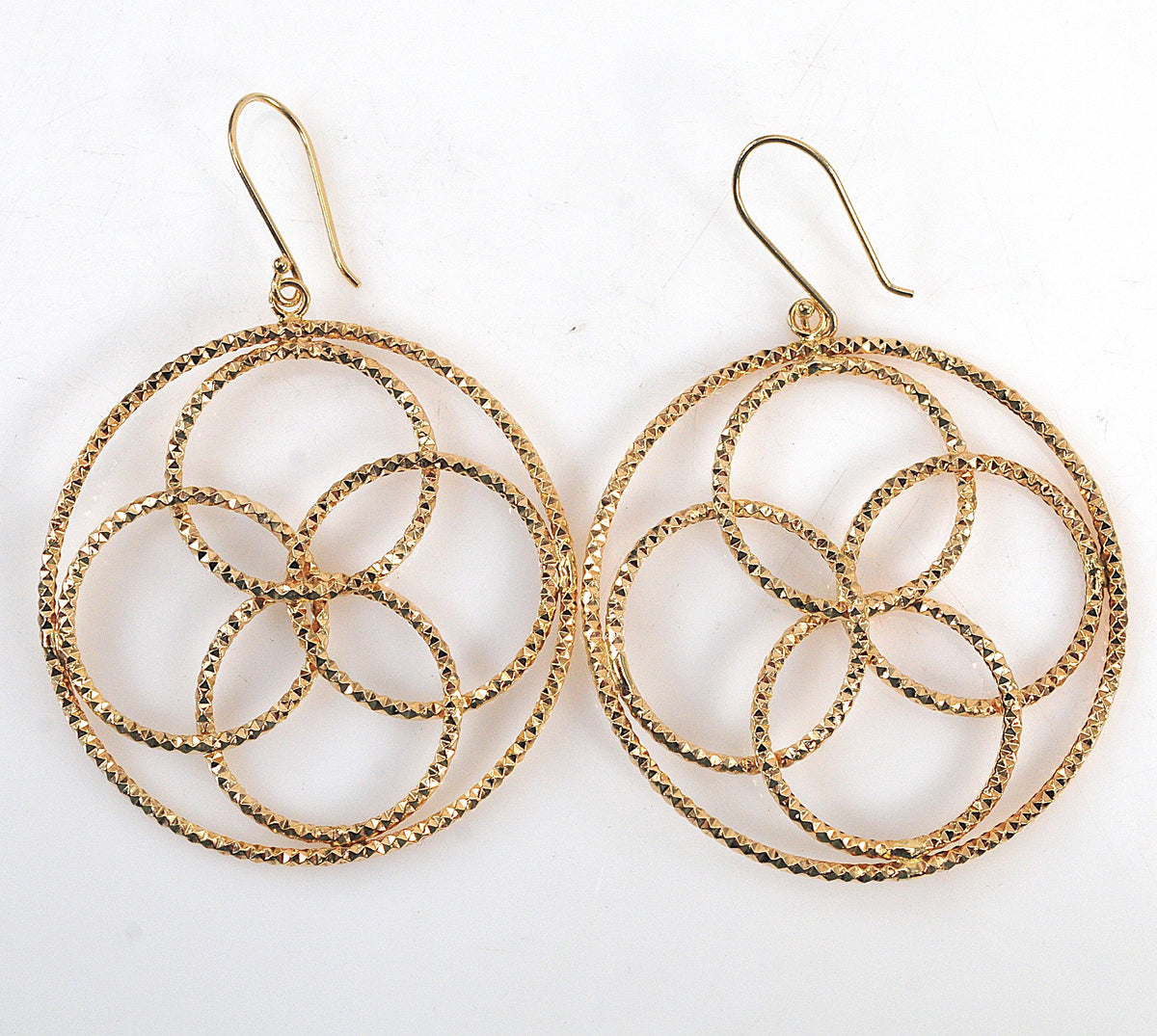 LARGE 14K Gold Geometric Hoop Earrings