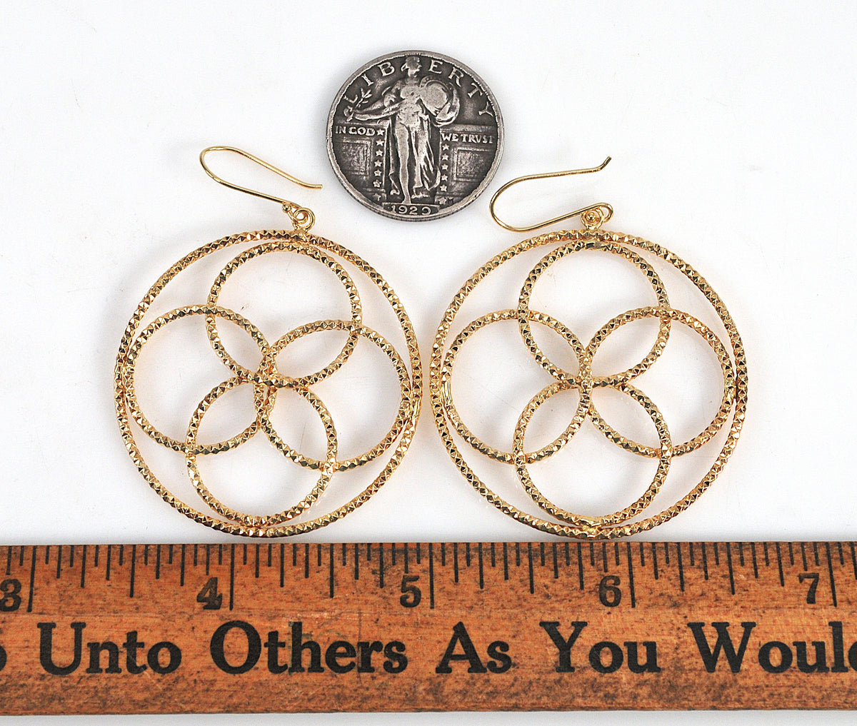 LARGE 14K Gold Geometric Hoop Earrings