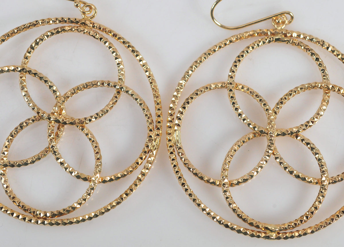 LARGE 14K Gold Geometric Hoop Earrings