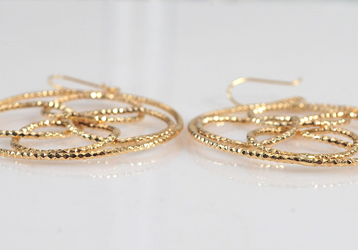 LARGE 14K Gold Geometric Hoop Earrings