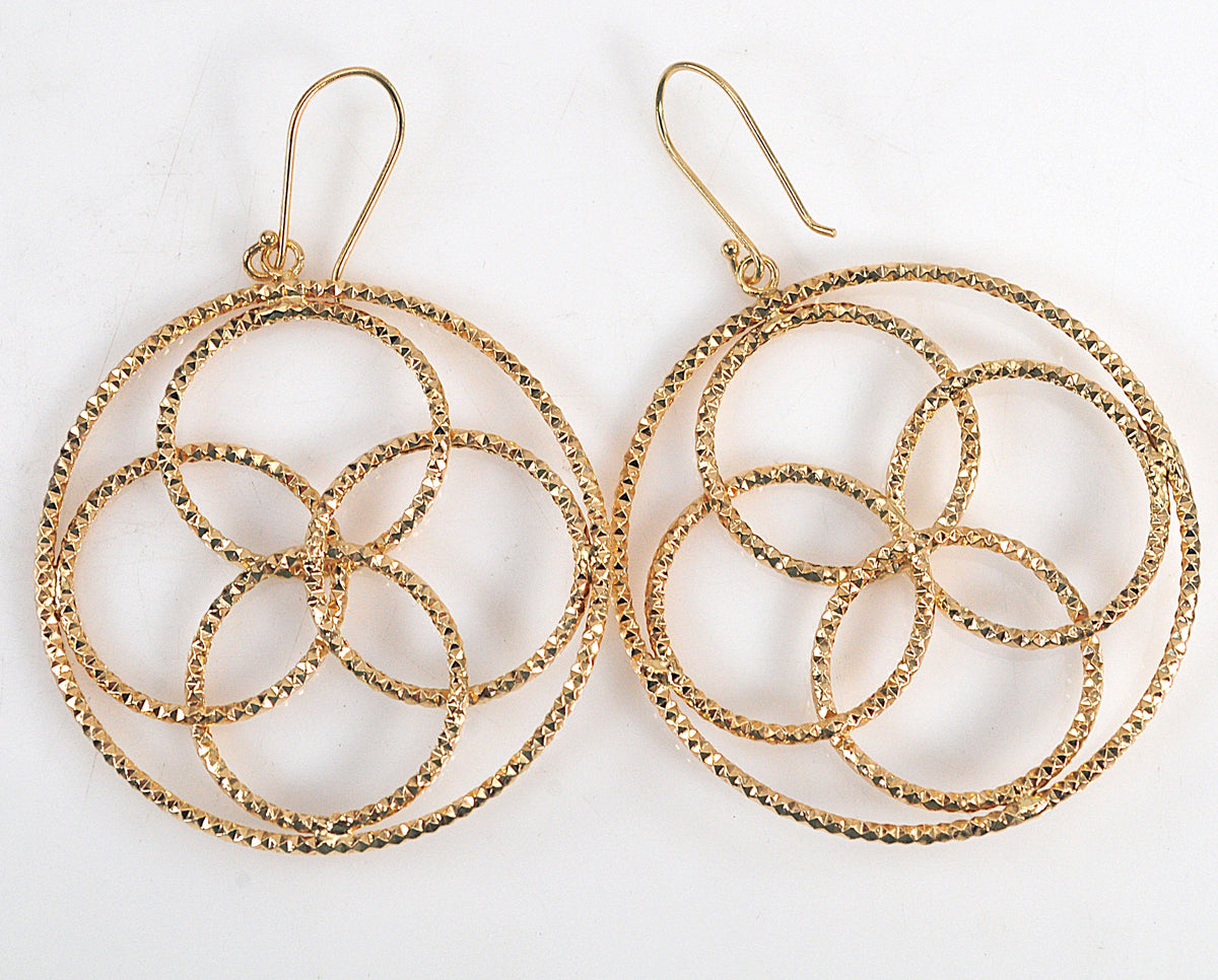 LARGE 14K Gold Geometric Hoop Earrings