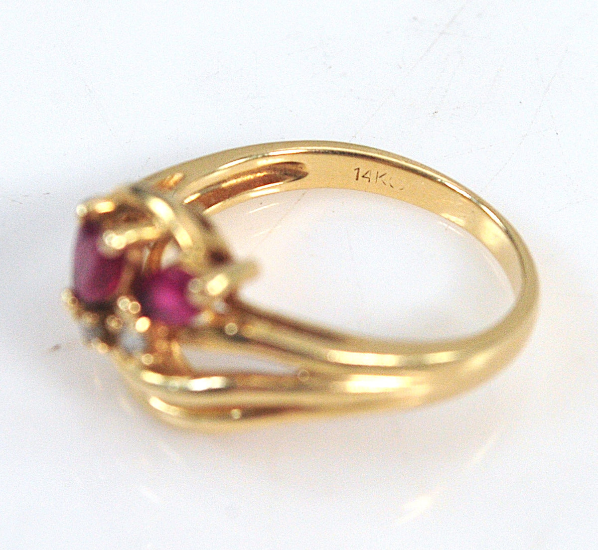 14K Gold Ruby Diamond Ring