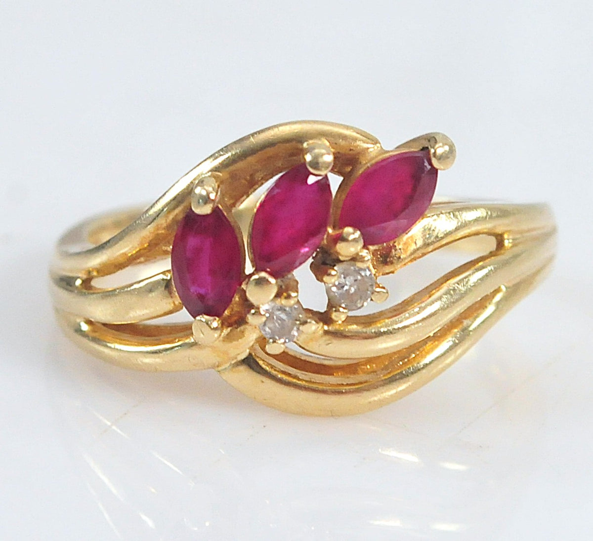 14K Gold Ruby Diamond Ring