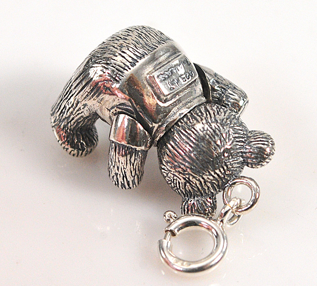 Sterling Silver Enamel Articulated Patriotic Bear Charm Pendant
