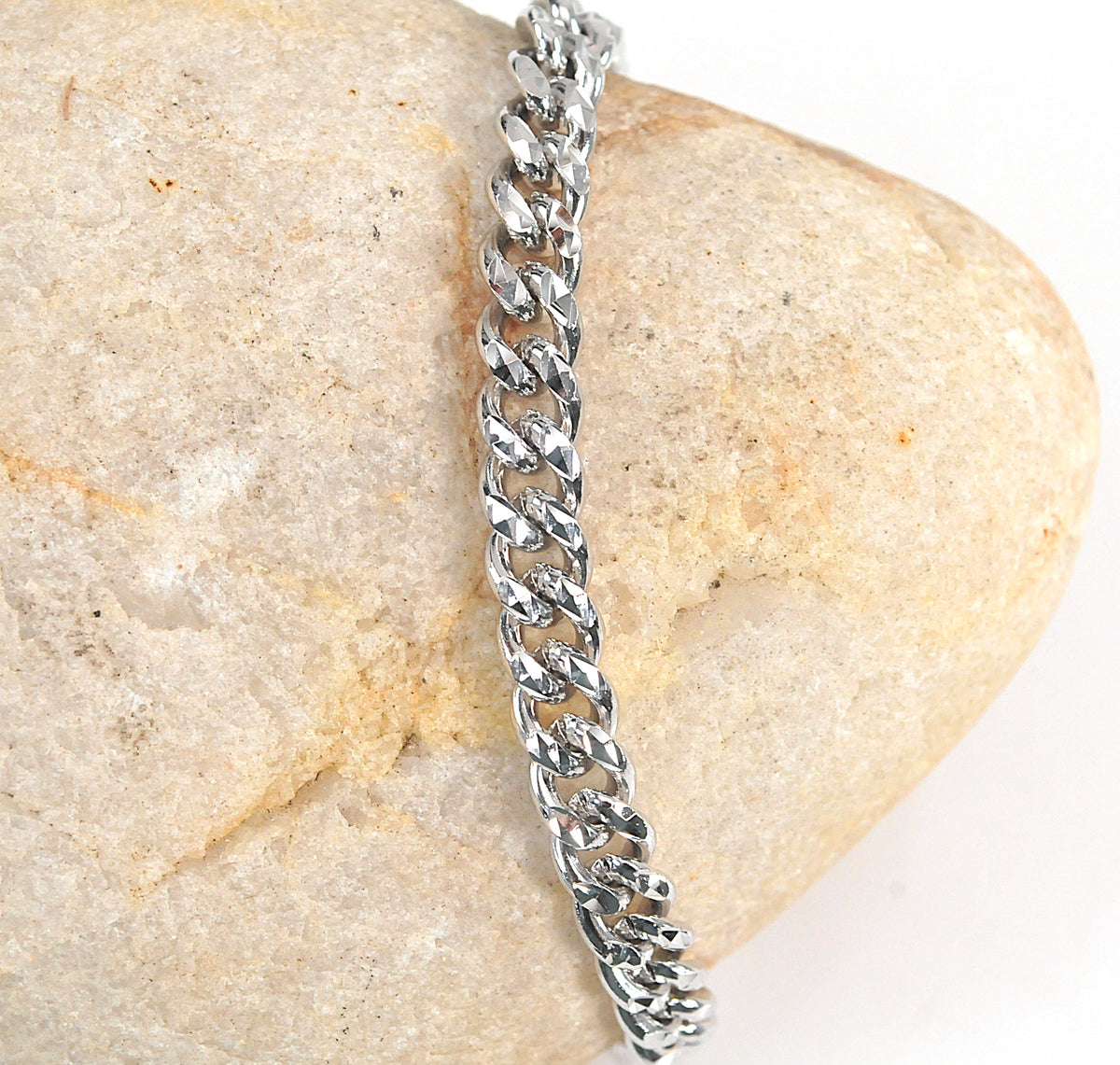Heavy Sterling Silver Curb Chain Bracelet