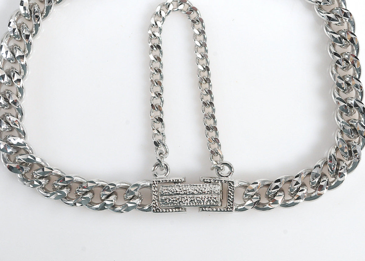 Heavy Sterling Silver Curb Chain Bracelet