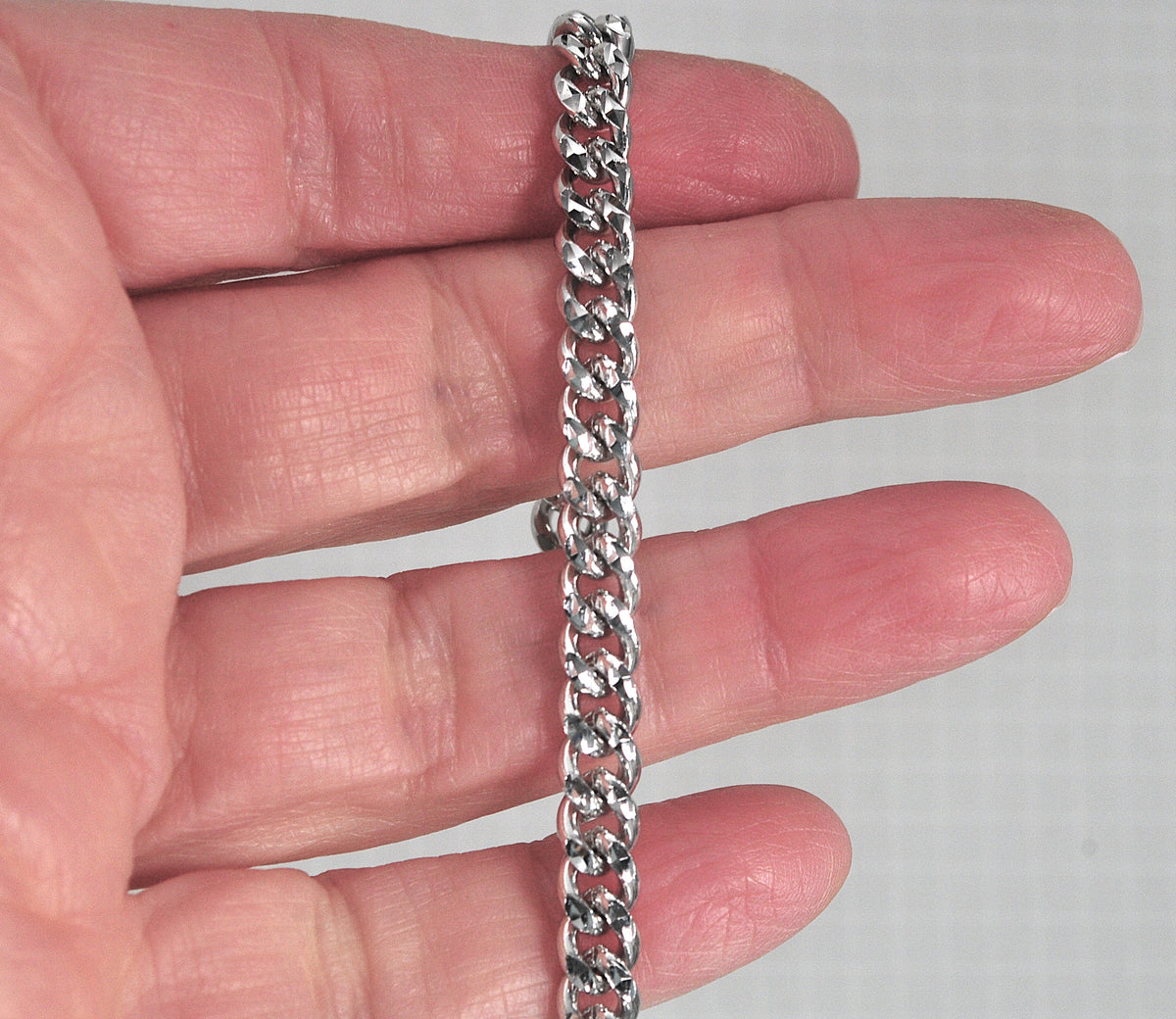 Heavy Sterling Silver Curb Chain Bracelet