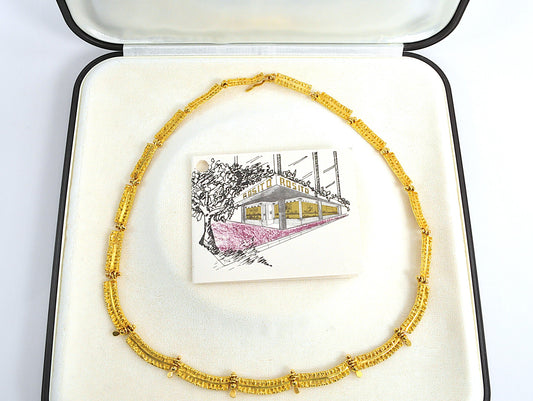 Vintage Leonardo Rosito 18K Yellow Gold Etruscan Revival Fringe Necklace | Archaeological Revival