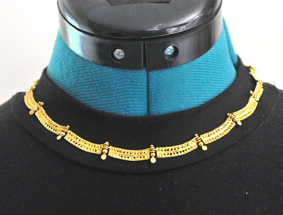 Vintage Leonardo Rosito 18K Yellow Gold Etruscan Revival Fringe Necklace | Archaeological Revival