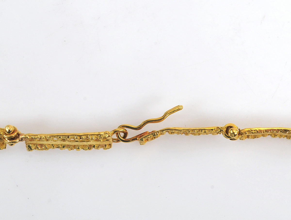 Vintage Leonardo Rosito 18K Yellow Gold Etruscan Revival Fringe Necklace | Archaeological Revival