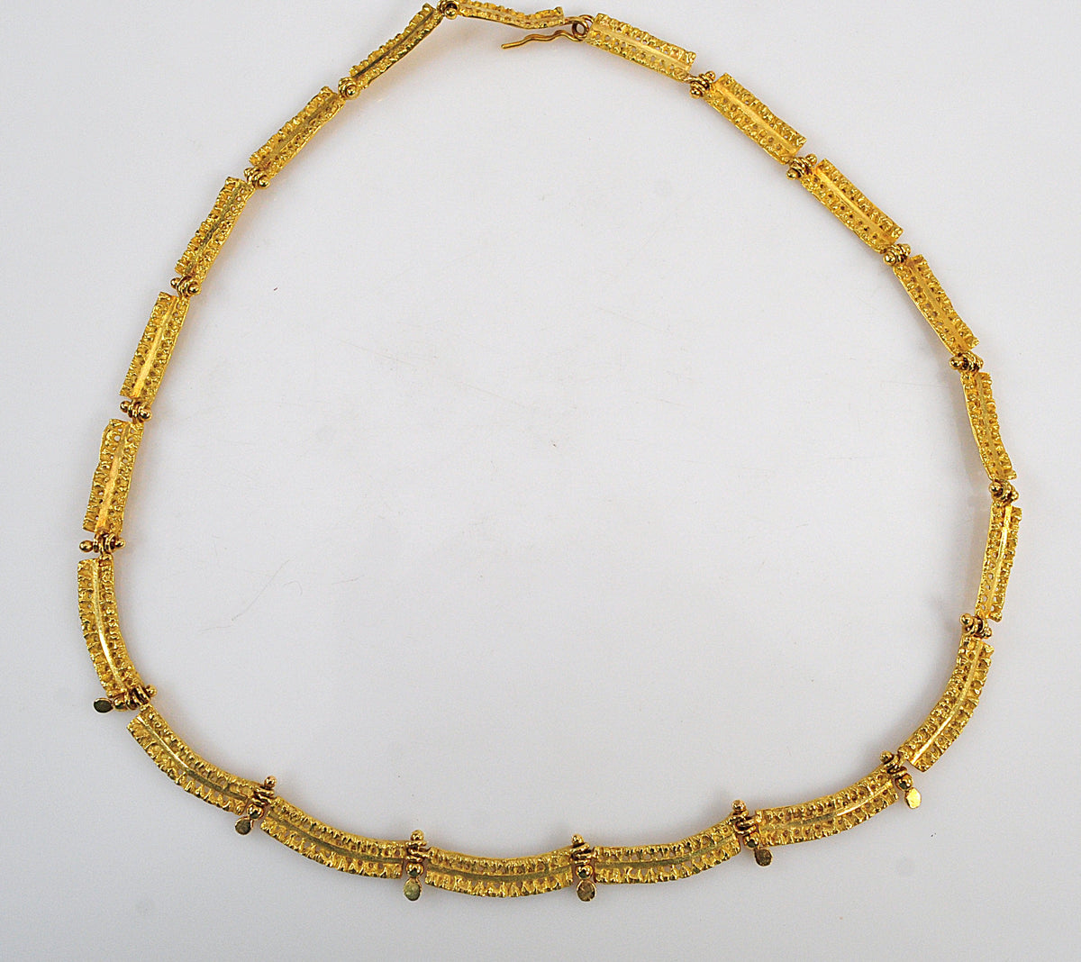 Vintage Leonardo Rosito 18K Yellow Gold Etruscan Revival Fringe Necklace | Archaeological Revival