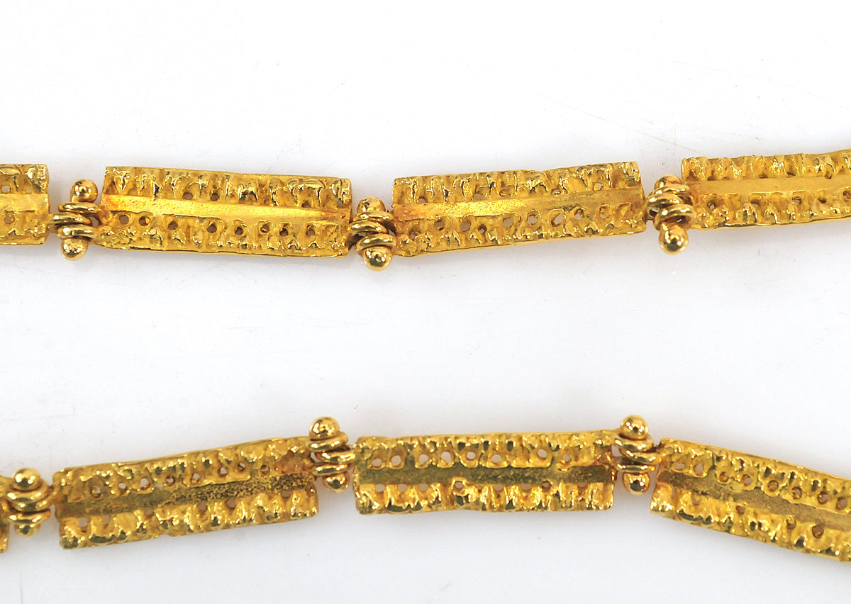 Vintage Leonardo Rosito 18K Yellow Gold Etruscan Revival Fringe Necklace | Archaeological Revival