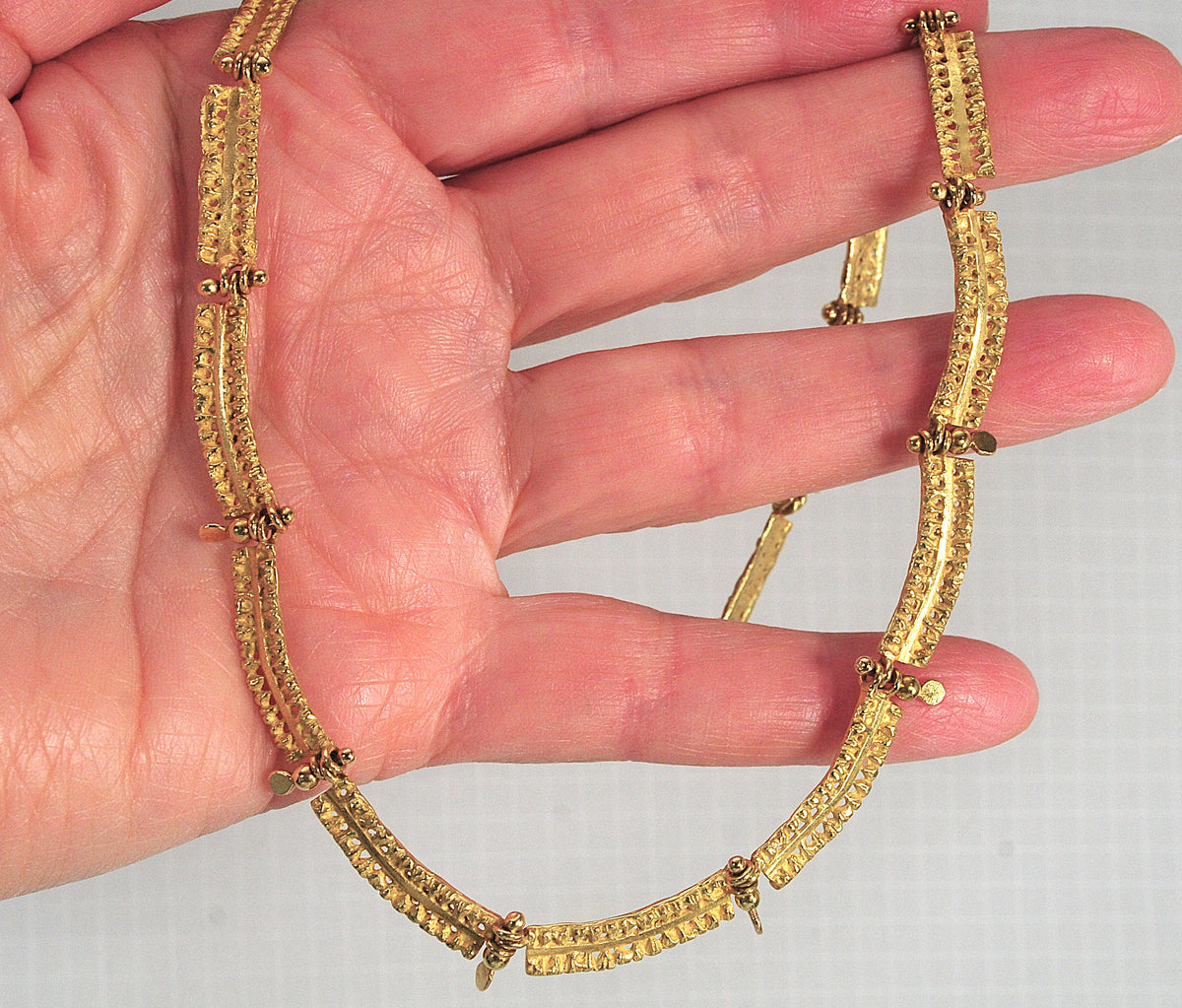 Vintage Leonardo Rosito 18K Yellow Gold Etruscan Revival Fringe Necklace | Archaeological Revival